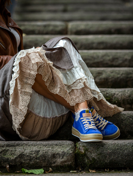 EVA Sneakers türkisblau aus echtem Wildleder