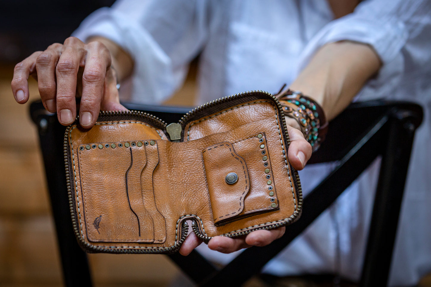 Women's genuine leather purse FISH