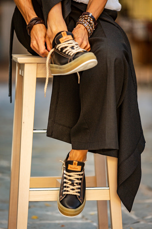 EVA black natural nappa leather sneakers