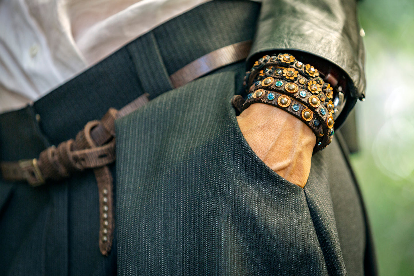 Genuine leather belt / dark brown / UBUD