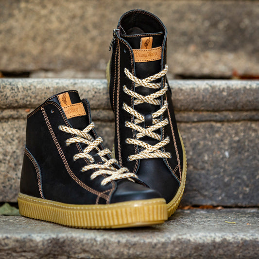 AMELIE Black high-top sneakers made of natural nappa leather