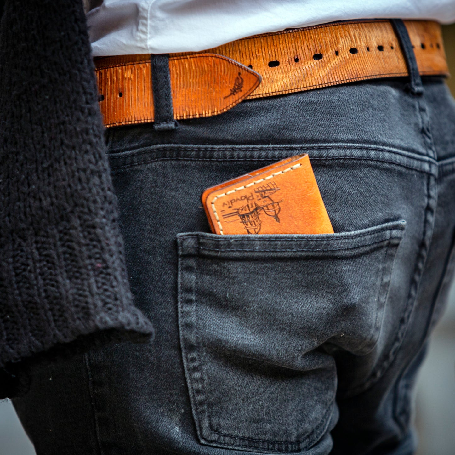 Unisex belt made of genuine calfskin - ocher color SAMOTHRAKI