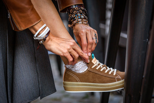 EVA Sneakers dark ocher made of genuine leather suede