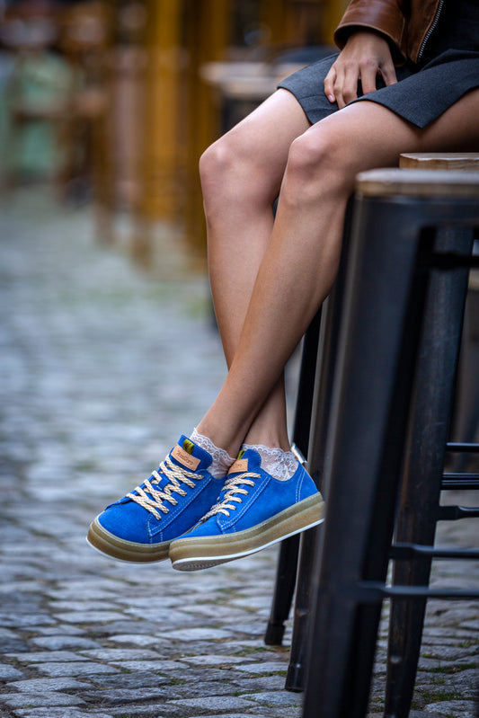 EVA Sneakers Greek blue made of genuine leather suede