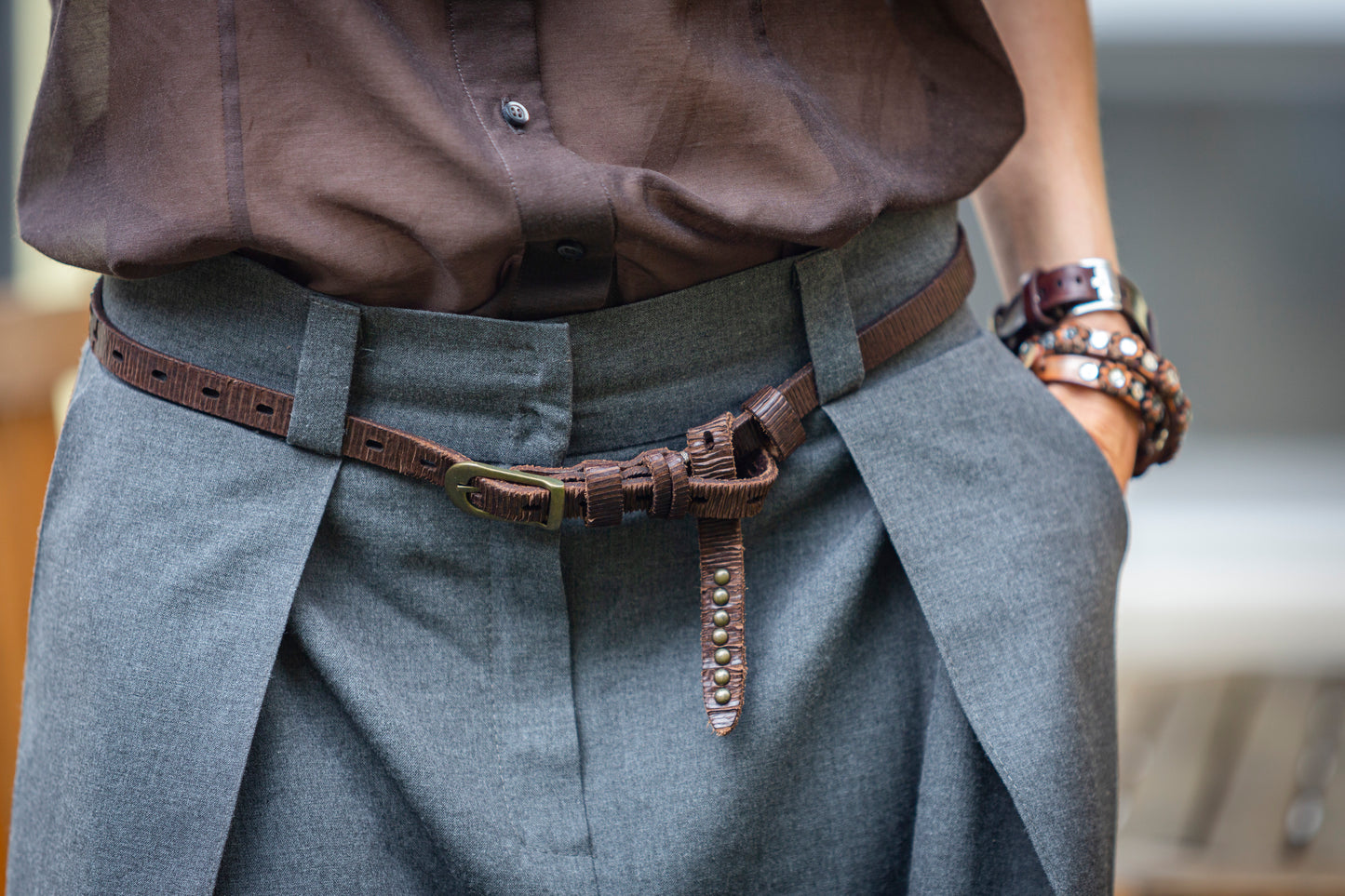 Brown silk and viscose shirt
