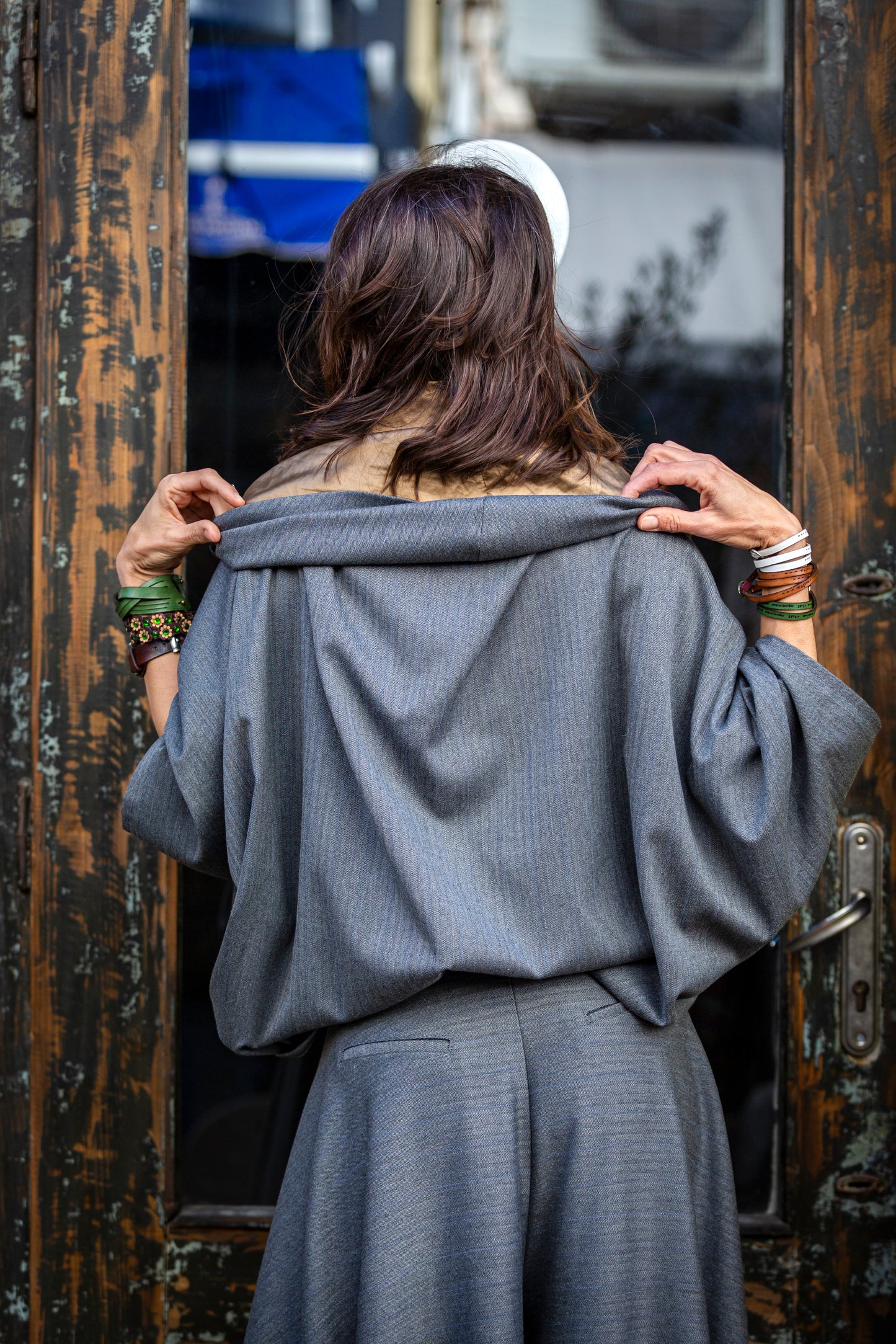 Cloche trousers gray from cold wool. We make it according to individual sizes.