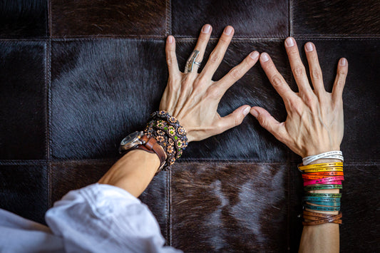 Women's bracelets made of genuine leather, double and triple with a message.