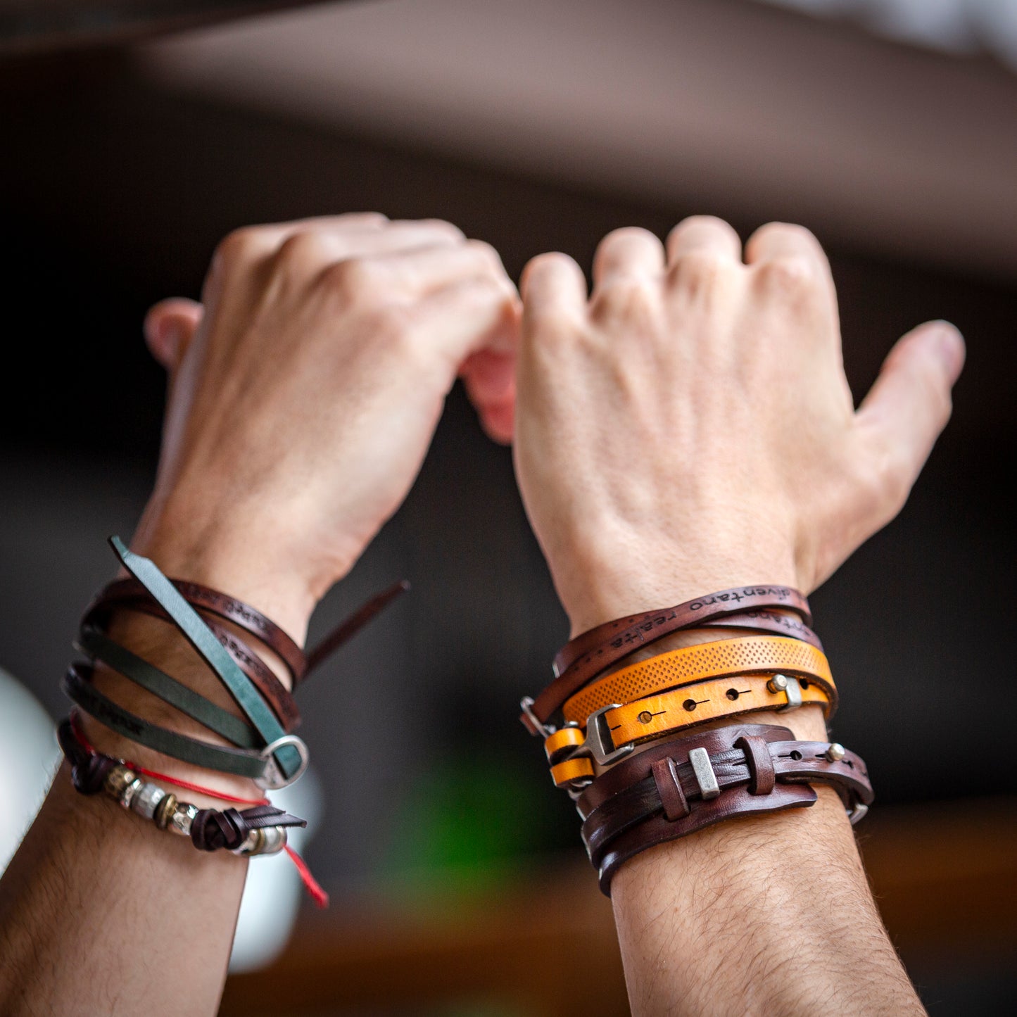 Men's bracelet with a message made of genuine leather.