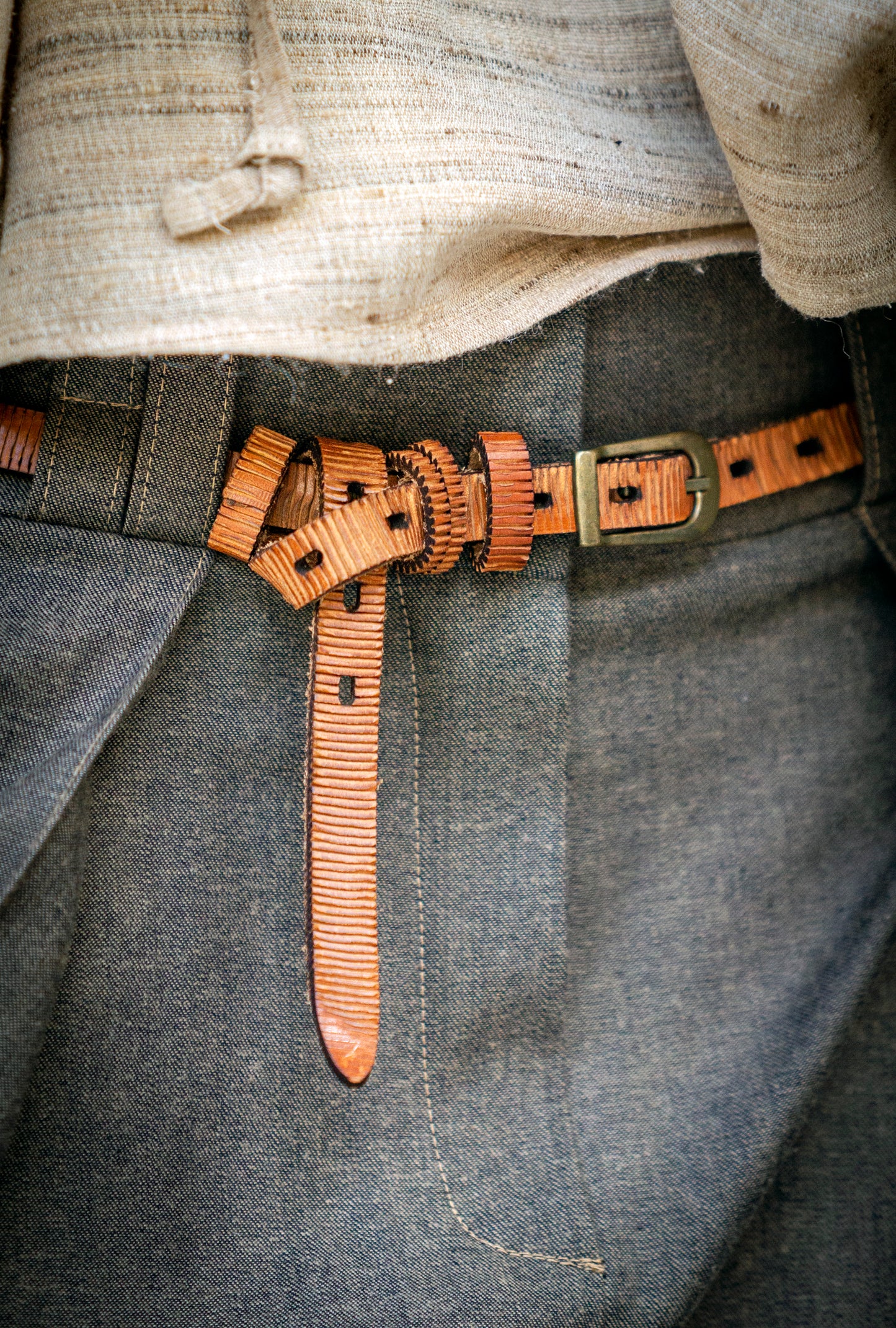 Genuine leather belt / ocher color LEMNOS