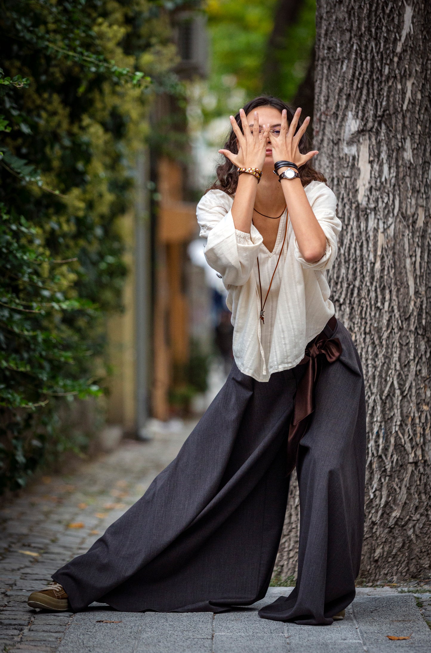 Cloche trousers gray from cold wool. We make it according to individual sizes. 