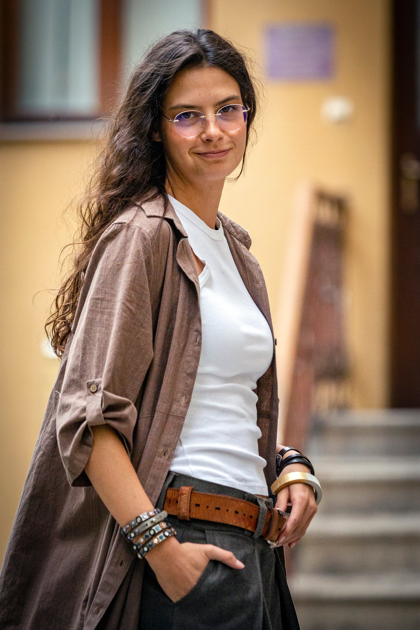 Unisex belt made of genuine calfskin - ocher color SAMOTHRAKI 