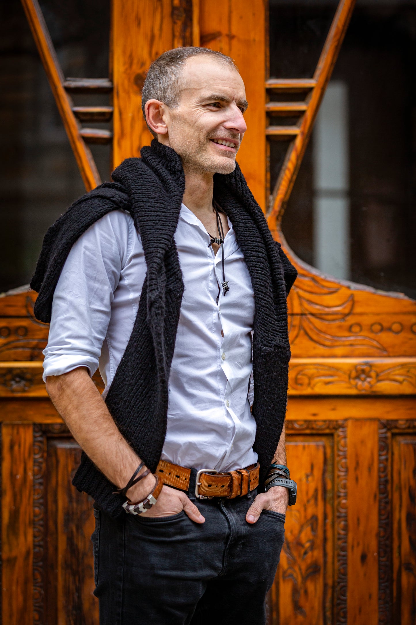 Unisex belt made of genuine calfskin - ocher color SAMOTHRAKI 